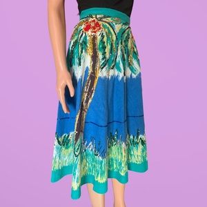 Retro Palm tree circle skirt